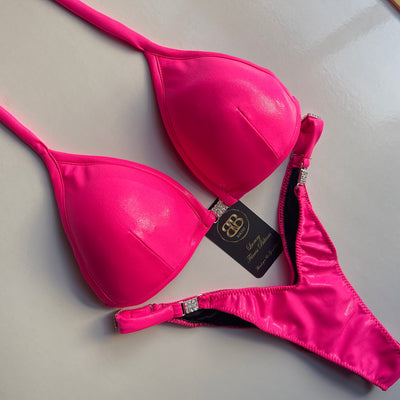 Neon pink posing bikini - V scoop