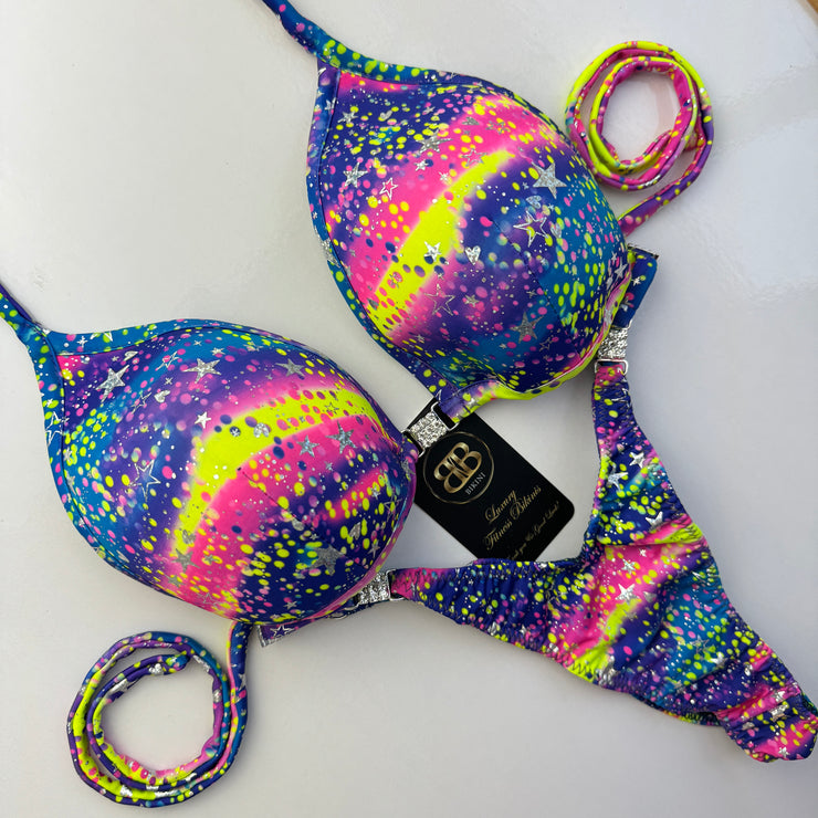 Cosmic Neon Posing Bikini With Mini Connectors and Adjustable bottoms - Bra cup D/DD