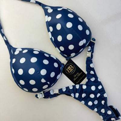 Blue Dotka Posing Bikini With Mini Connectors and Adjustable bottoms - Bra cup D/DD