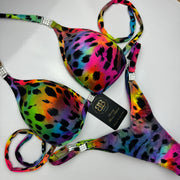 Neon Leopard Posing Bikini With Mini Connectors and Adjustable bottoms - Bra cup C