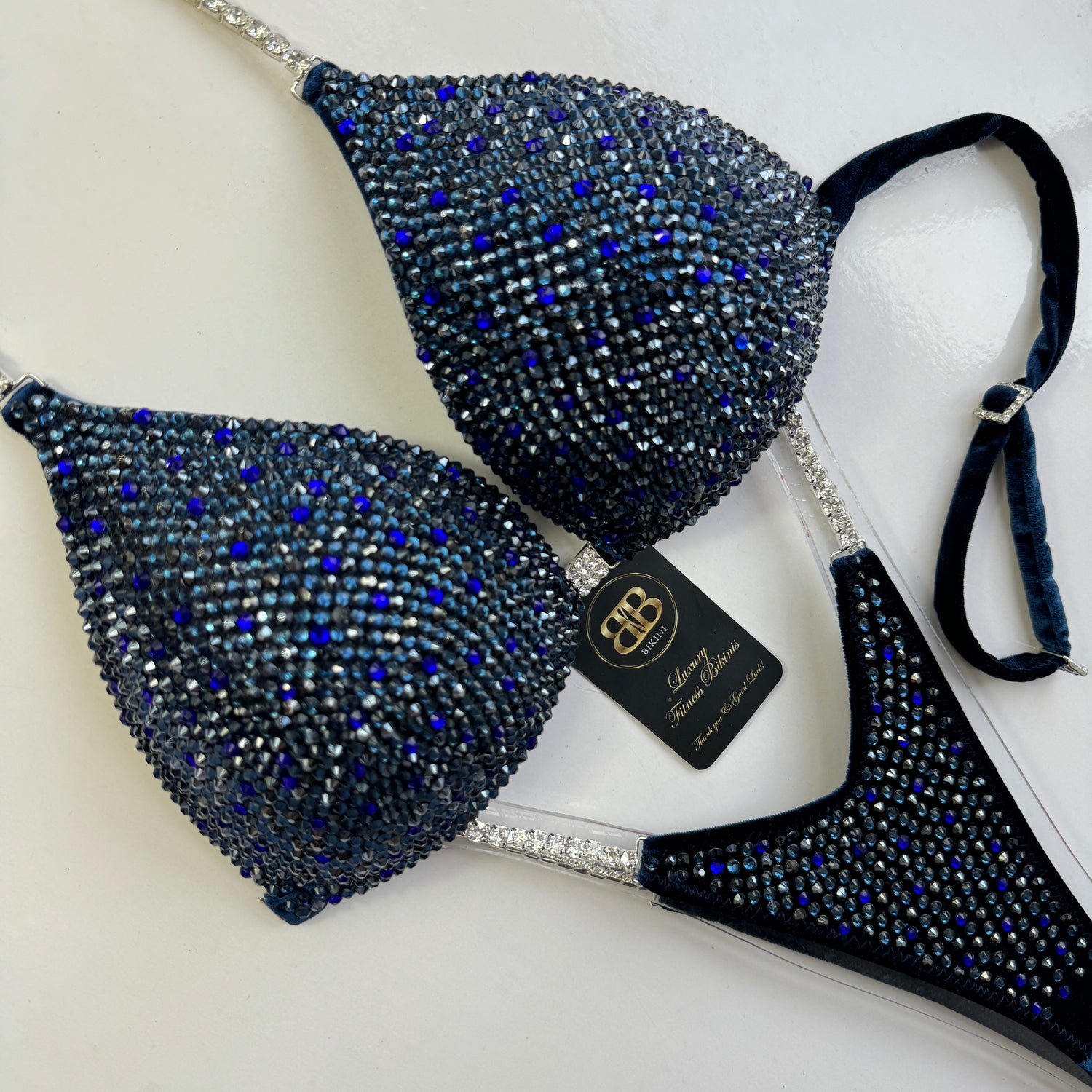 Brand New montana dark  blue velvet NPC style bikini - DD cup