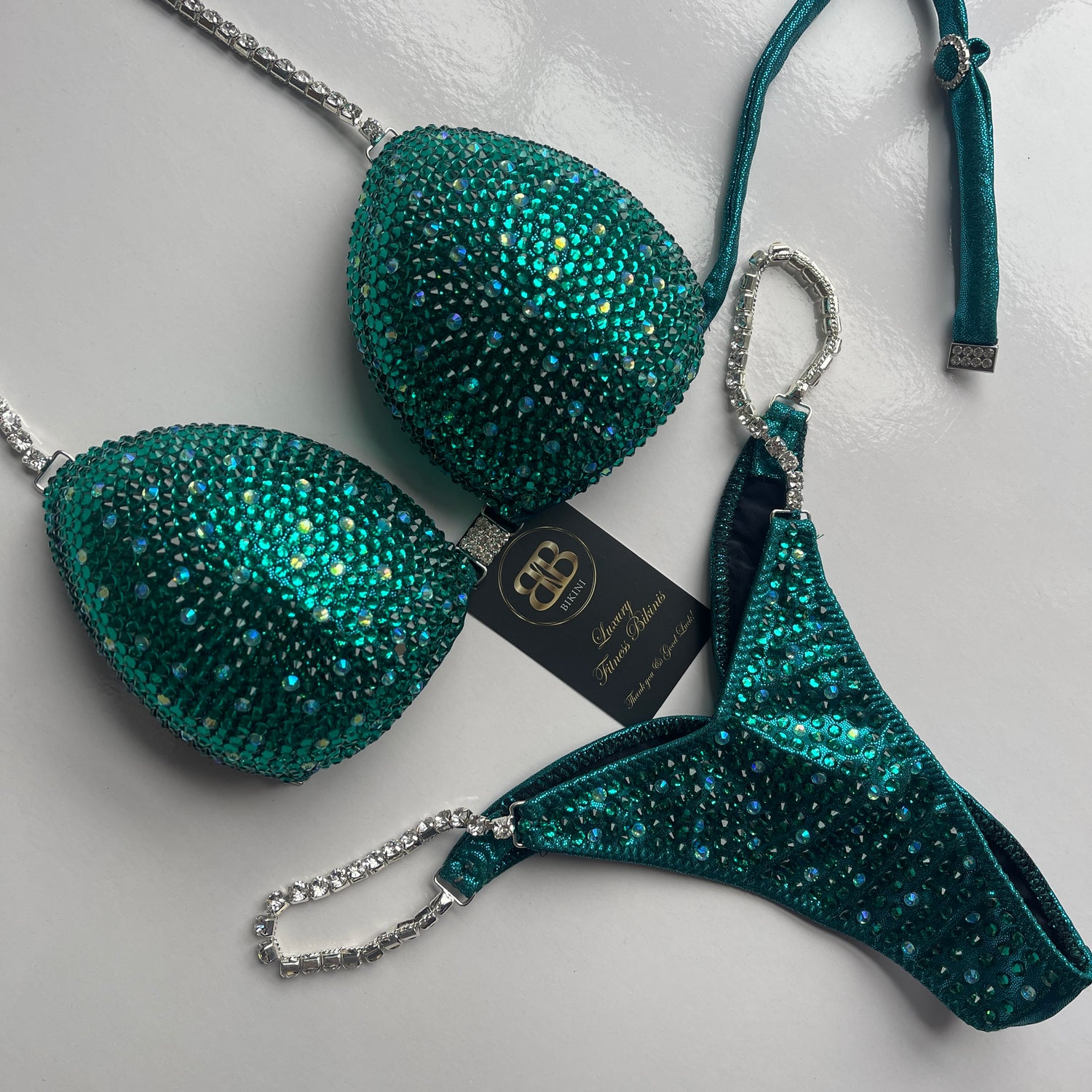 Brand New Zircon Green NPC style bikini - B/ small C cup