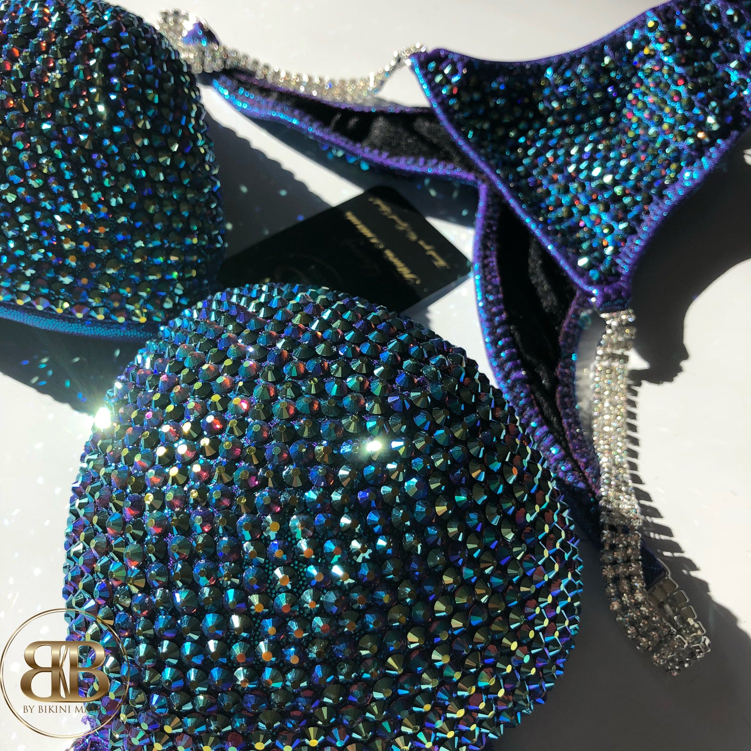 (Imola) NPC Style Metallic Purple Fully Crystallized Competition Bikini