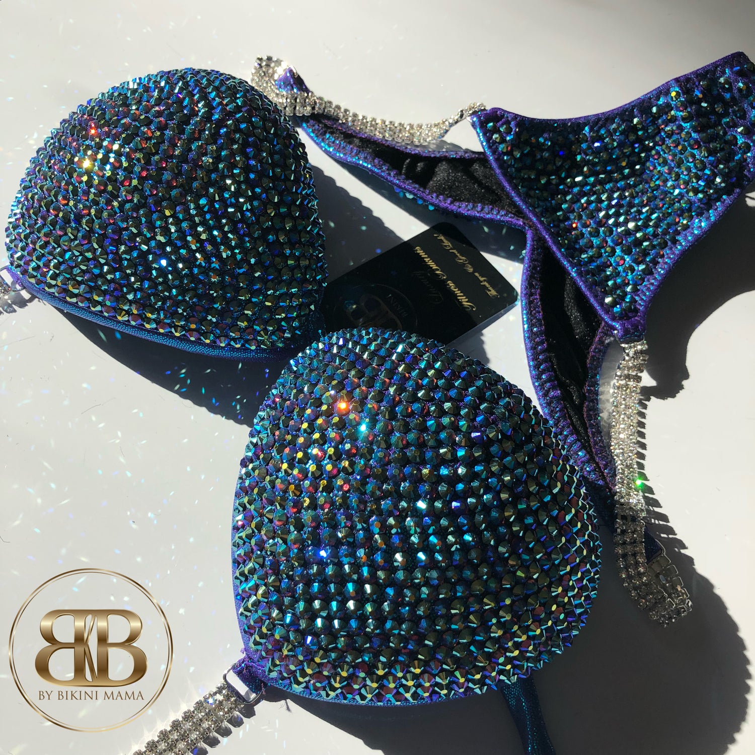 (Imola) NPC Style Metallic Purple Fully Crystallized Competition Bikini