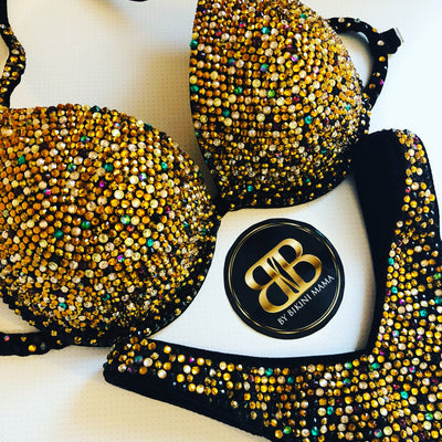 (Greta 2) Gold and Black Ombre Competition Bikini