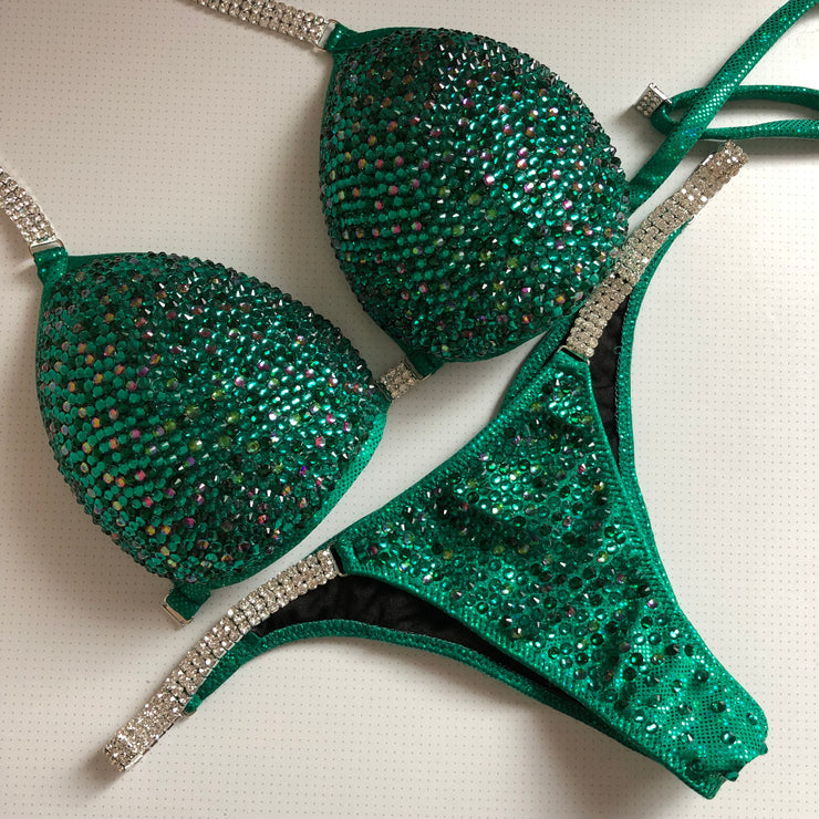 (Sandra) NPC Style Emerald Volcano  Fully Crystallized Competition Bikini