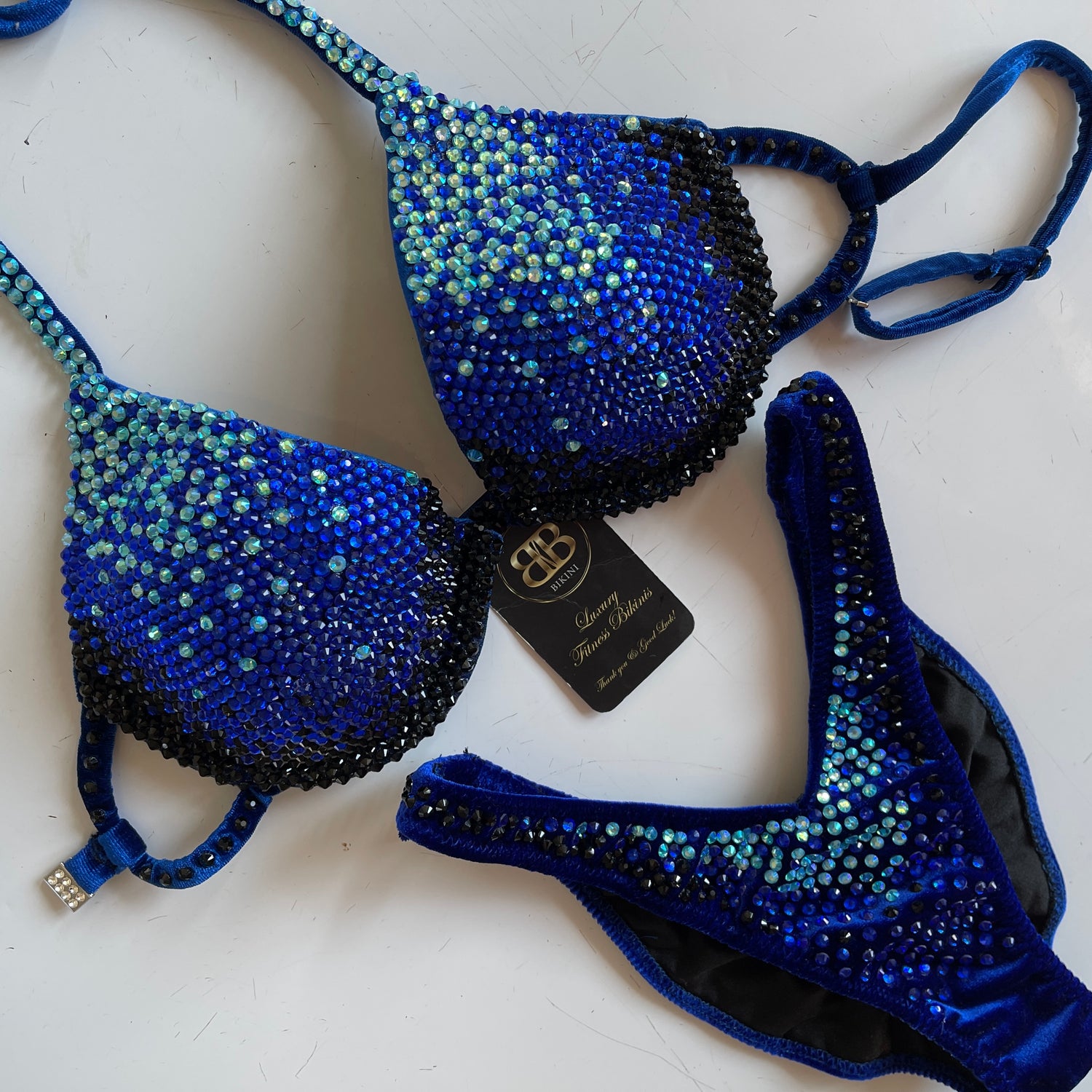 Underwired black to royal blue ombre bikini - 34B , ready to buy