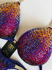 Burgundy, purple & gold competition bikini