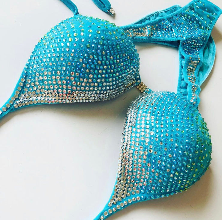 Turquoise sweetheart competition bikini D/DD - ready to buy