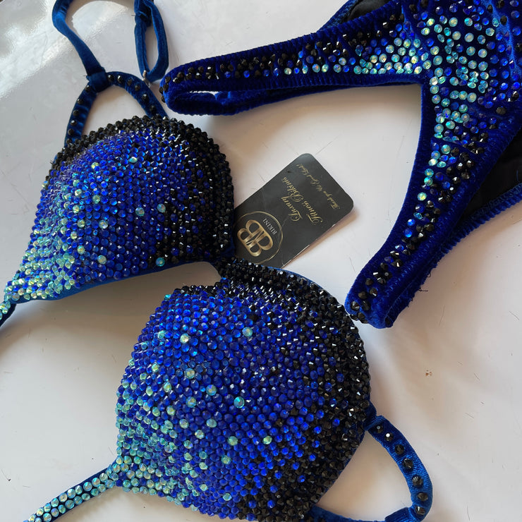 Underwired black to royal blue ombre bikini - 34B , ready to buy
