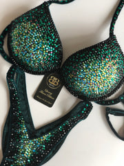 (Bethany) Emerald and Aqua Middle Ombré Competition Bikini