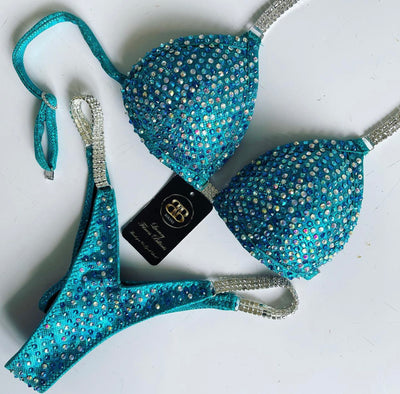 Aqua teal and Turquoise Competition Bikini (503)