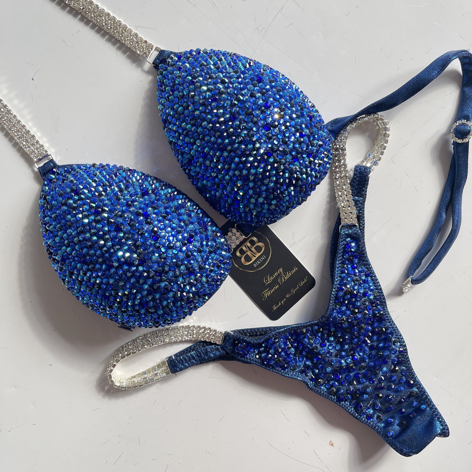 Rental Blue NPC style bikini - large C/ D cup