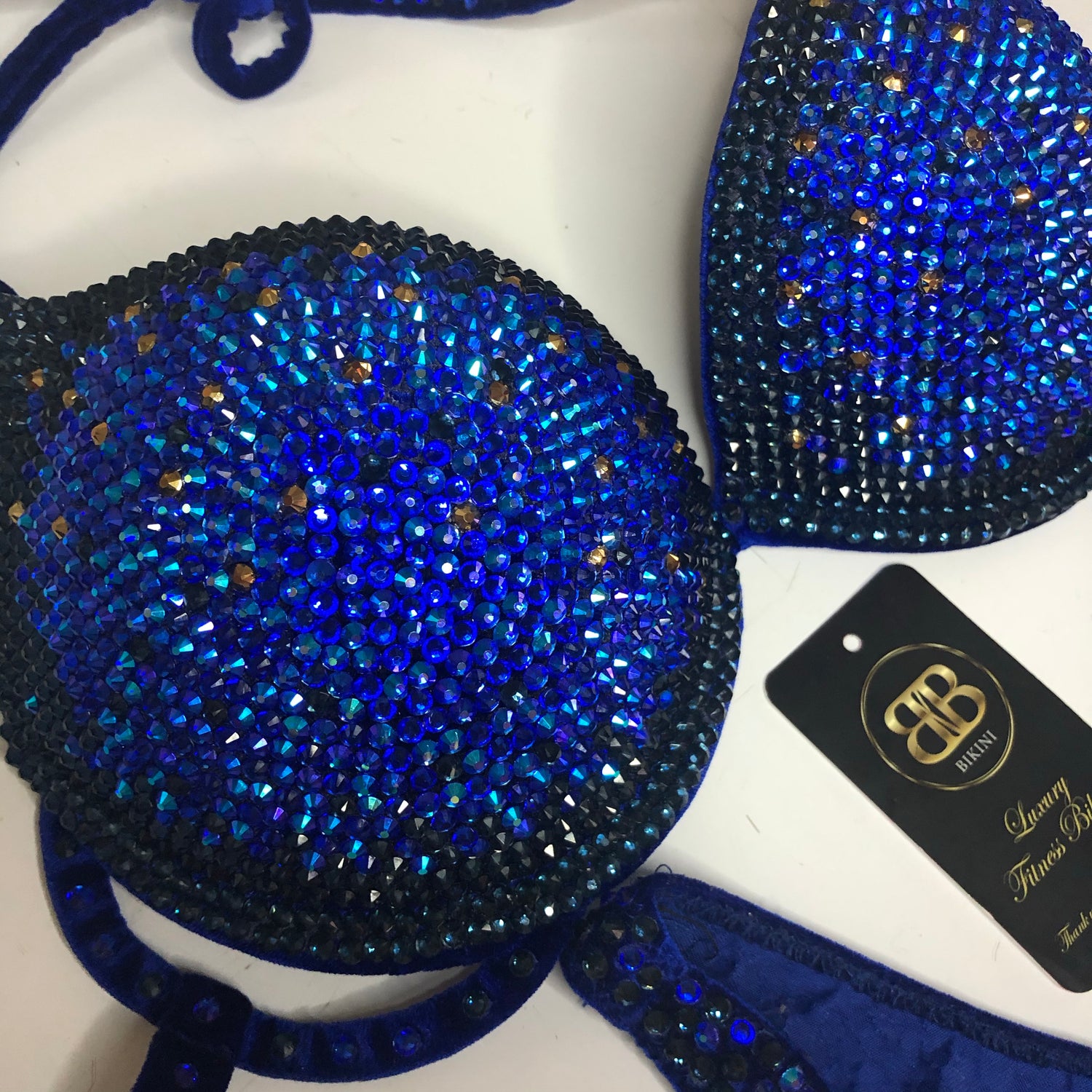 Middle Ombré Bikini Navy, Sapphire Blue with gold D bra cup - ready to buy