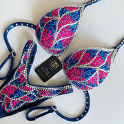 Neon pink, Sapphire blue & Silver Competition Suit (602)