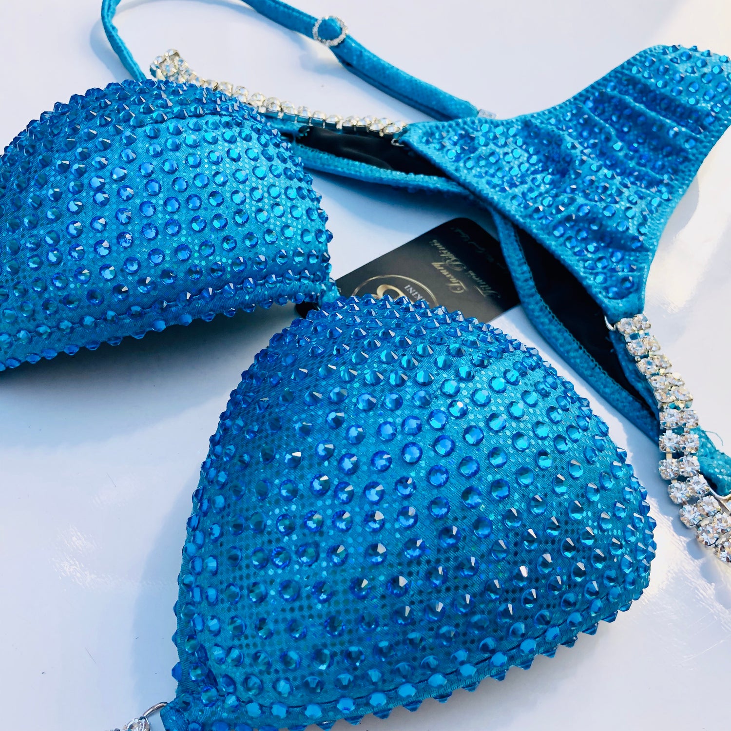 (Dominica) NPC Style Turquoise Competition Bikini