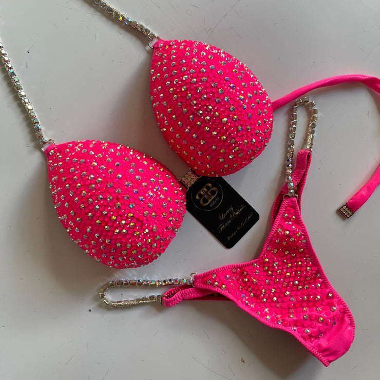 Brand New Neon Pink NPC style bikini - B/ small C cup