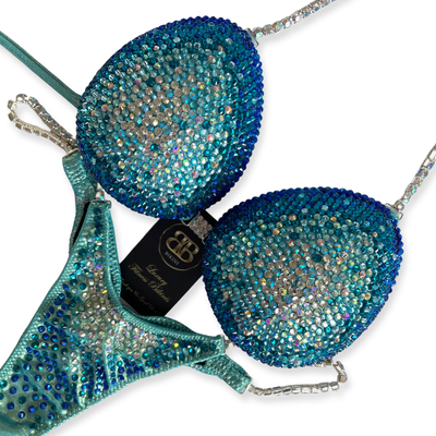 Turquoise & Sapphire Ombre Competition Bikini (600)