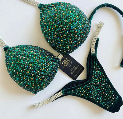Emerald, Zircon with Gold Dust competition bikini (507)