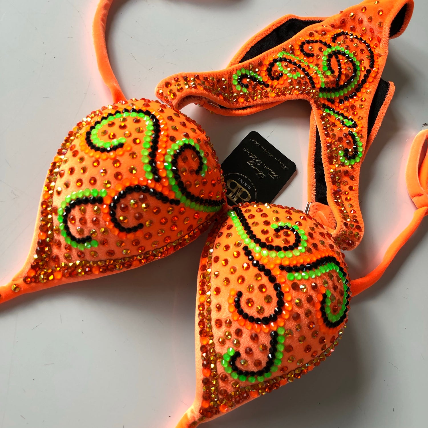 Bodyfitness/ fitness neon orange competition bikini suit