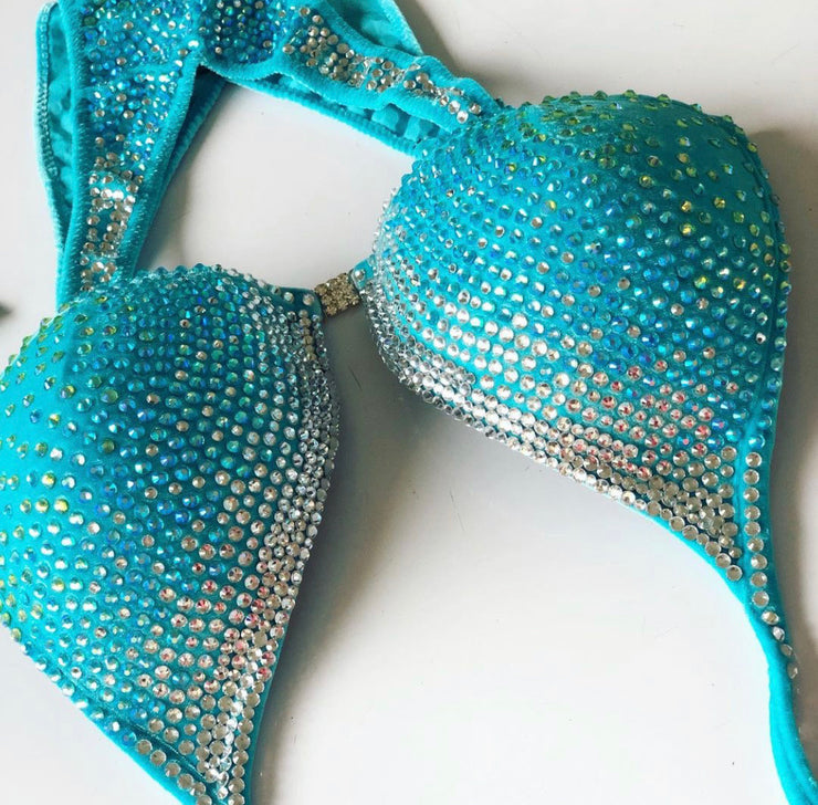 Turquoise sweetheart competition bikini D/DD - ready to buy