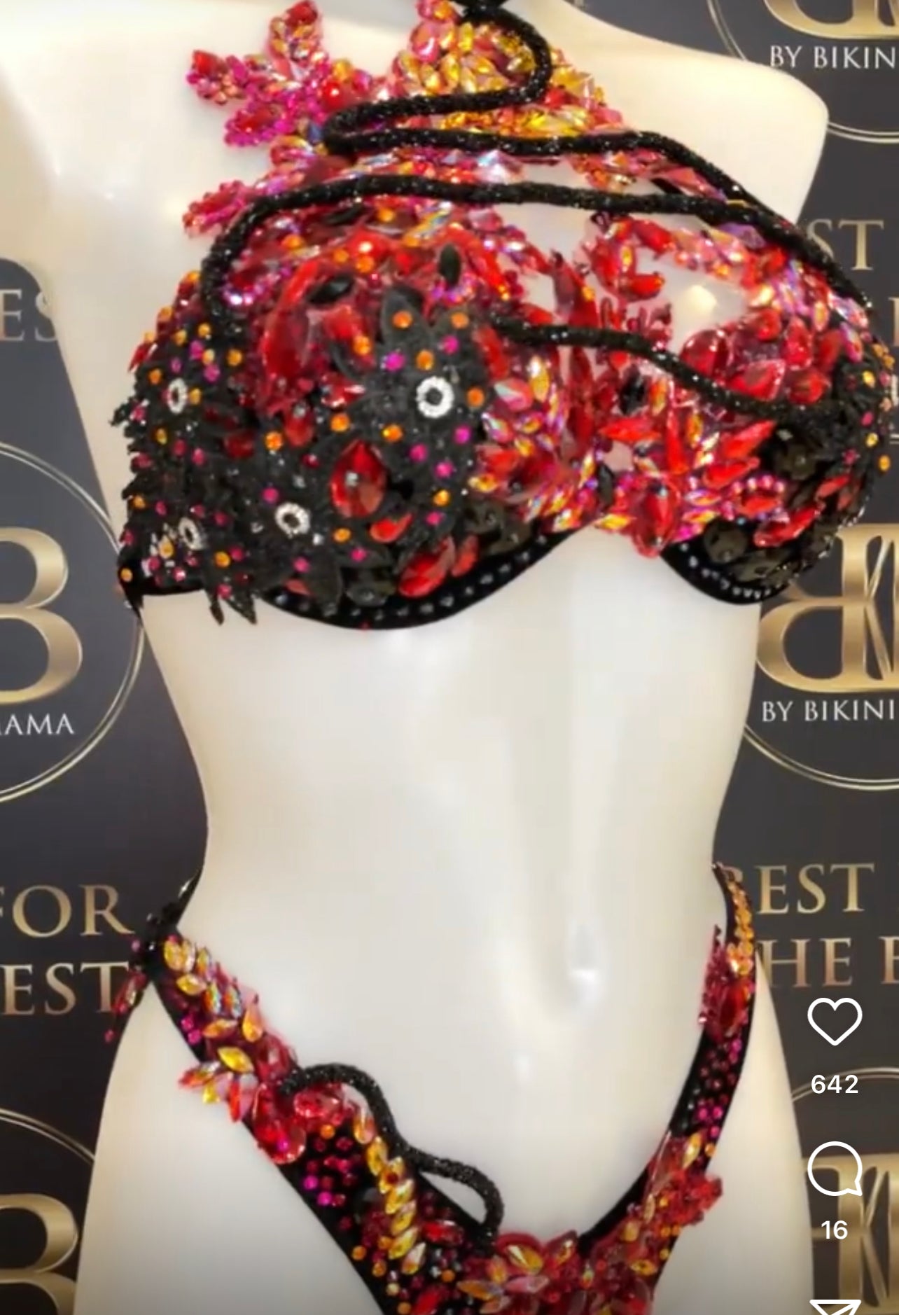 RENTAL Halter Neck Black & Fire Ombre Couture Bikini