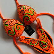 Bodyfitness/ fitness neon orange competition bikini suit